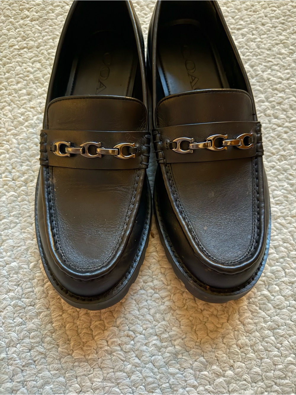 Coach Black Leather Men's Bit Loafers with Chain Trim - Picture 6 of 6